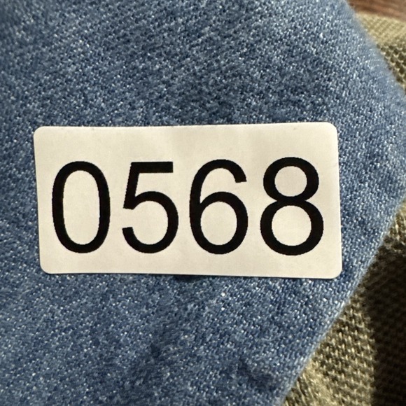 VTG Saddlebred Polo Shirt Men Large Green Denim Collar 100% Cotton Short Sleeve - Picture 8 of 8